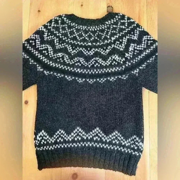 Vintage Jones New York Hand Knitted Patch Winter Wool Grandpa Chunky  Sweater - Picture 2 of 5